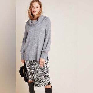 Anthropologie Paloma Womens Grey Balloon Sleeve Knit Cowl Neck Sweater Size S